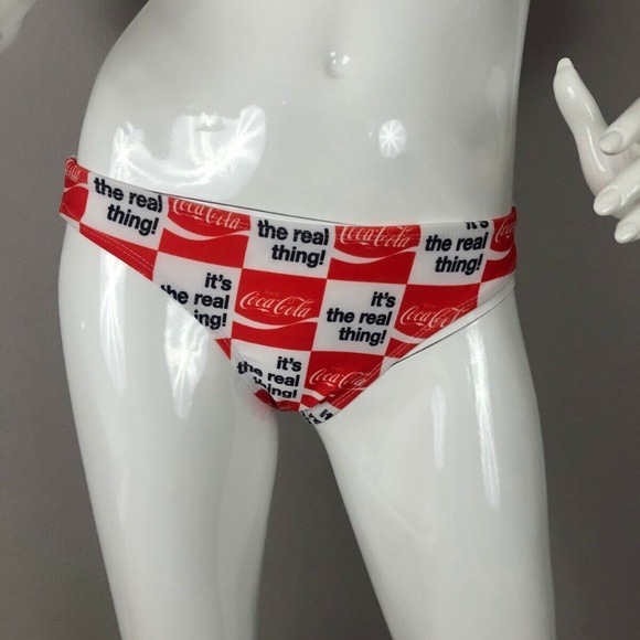 NEW COCA COLA RED & WHITE GRAPHIC BOTTOMS SWIMSUIT Size Medium - Picture 1 of 4